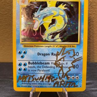 1999 Pokemon Gyarados Base Set 6 of 102 Holo Signed by Mitsuhiro Arita Moderately Played