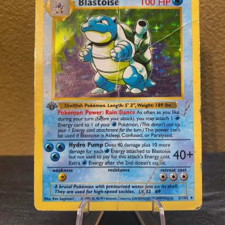 1999 1st Edition Shadowless Blastoise Base Set 2 of 102Holo Damaged