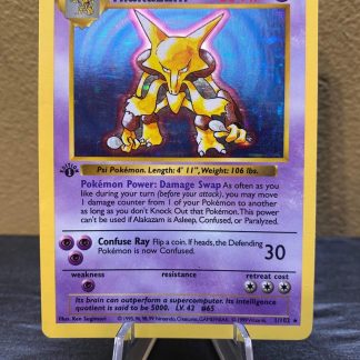 1999 1st Edition Shadowless Pokemon Alakazam Base Set 1 of 102 Lightly Played