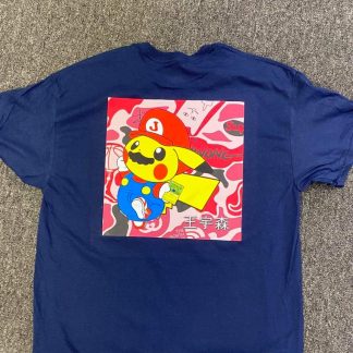 2023 Jwong Pokémon Mario Pikachu Red Camo Parody Merch Tee