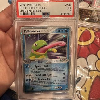2005 Pokemon Ex Rayquaza Ex Politoed Unseen Forces #107 Holo PSA 5 Excellent