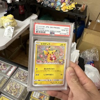 2018 Japanese Pokemon Sun Moon Promo Pikachu #224 Pokemon Center 20th Anniversary Camp PSA 10 Gem Mint