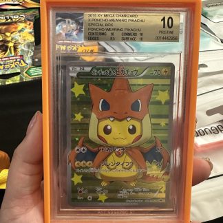 2015 Japanese Pokemon XY Mega Charizard X Poncho #208 Wearing Pikachu Special Box Beckett 10 Pristine