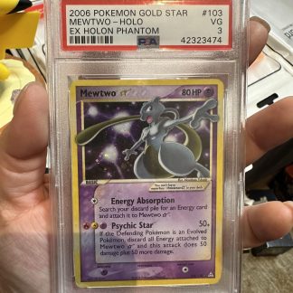 2006 Pokemon Mewtwo Gold Star Ex Holo Phantoms #103 PSA 3 Very Good