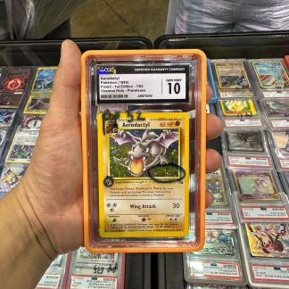 1999 Pokemon 1st Edition Fossil Aerodactyl 1 of 62 Prerelease Cosmos Holo CGC 10 Gem Mint