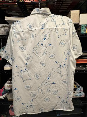 2024 Jwong Pokemon Pikachu Blue White Bed Sheet Custom Men Button Down - Image 2