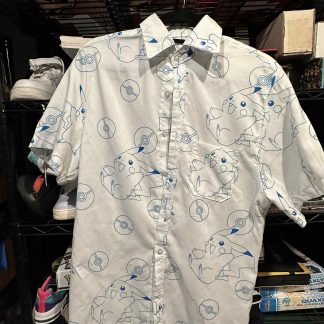 2024 Jwong Pokemon Pikachu Blue White Bed Sheet Custom Men Button Down