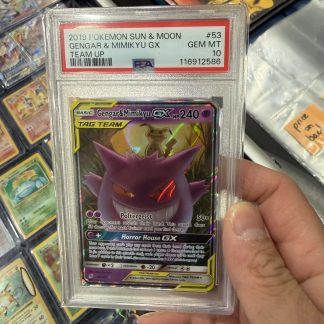 2019 Pokémon Sun & Moon Gengar & Mimikyu GX Team Up Holo #53 PSA 10 Gem Mint